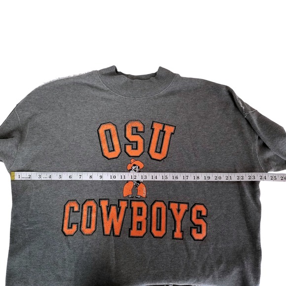 47 Brand OSU Cowboys Sweatshirt Large Gray Orange Cropped Hem College - Picture 6 of 12